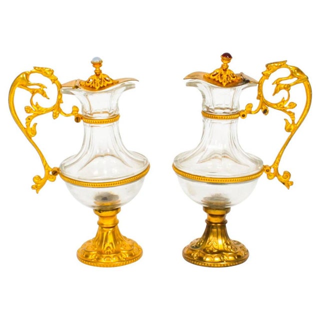 19th Century French Ormolu & Glass Ewers, Set of 2 For Sale - Image 14 of 14