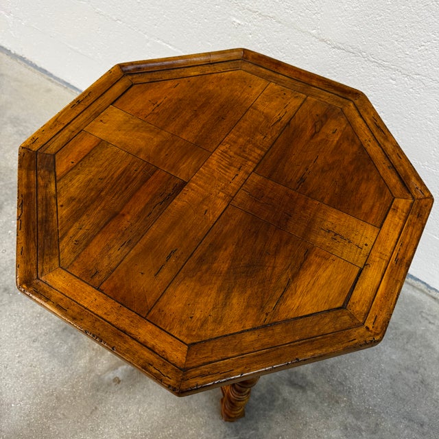 English Marquetry Octagonal Side Table For Sale - Image 9 of 11