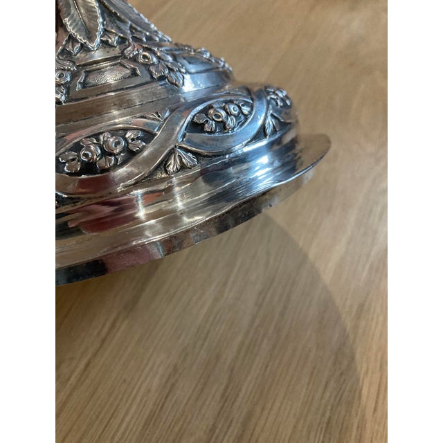 Antique Silver Covered Urn — Repoussé Greek Key, Fruit & Foliage Motifs, 2.86 LBS For Sale In New York - Image 6 of 18
