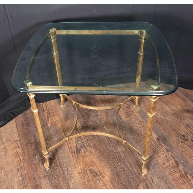 1960s 1960s Hollywood Regency or Late MCM Italian Brass and Glass Table For Sale - Image 5 of 12