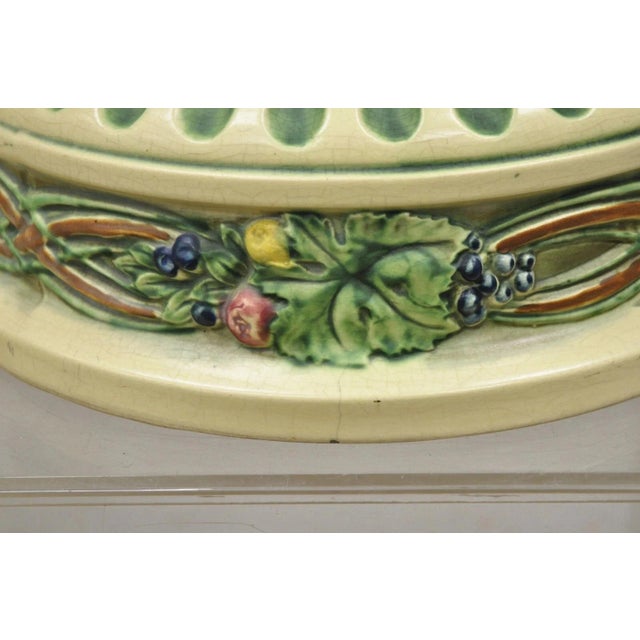 Antique Roseville Corinthian Pattern Jardiniere Planter Pot & Rare Low Pedestal For Sale - Image 11 of 12