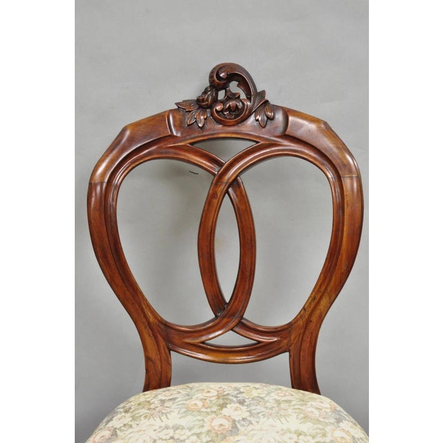 Victorian Antique Victorian Mahogany Pretzel Balloon Back Parlor Side Chairs - A Pair For Sale - Image 3 of 15