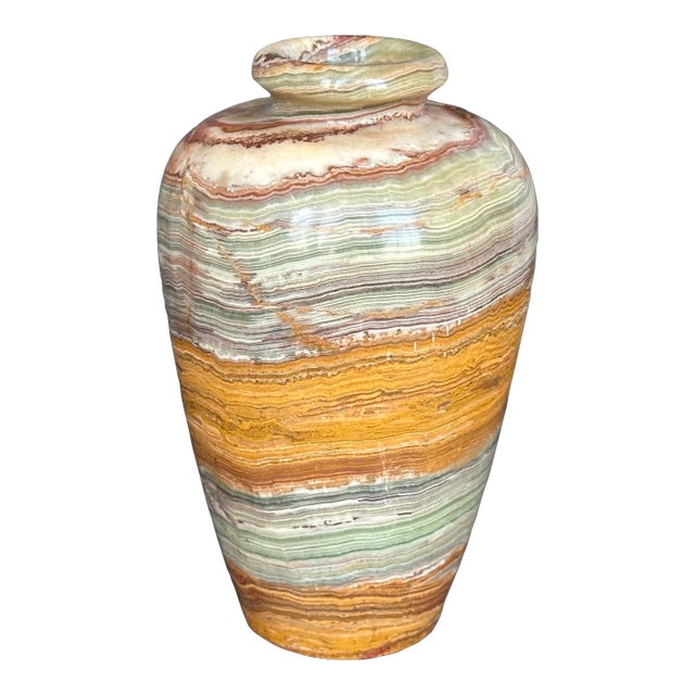 Banded Onyx Stone Vase For Sale