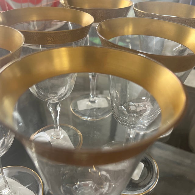 Glass Early 20th Century Tiffin Franciscan “Minton” Optic Water Goblets - Set of 6 For Sale - Image 7 of 12