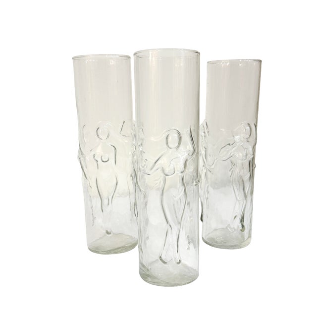 Art Deco 1960s Libby Glassware “La Femme” Highball Set of 3 For Sale - Image 3 of 4