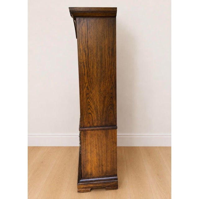 American 1980s American of Martinsville Lighted Oak China Cabinet / Display Hutch With Glass Shelves For Sale - Image 3 of 14