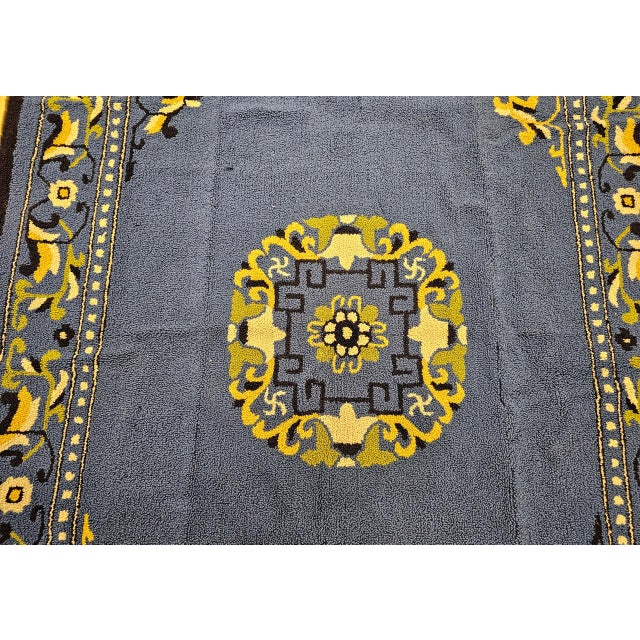 1900 - 1909 Vintage American Hand Hooked Rug, Wool & Cotton, Floral Pattern, Folk Art, 4x7 For Sale - Image 5 of 11