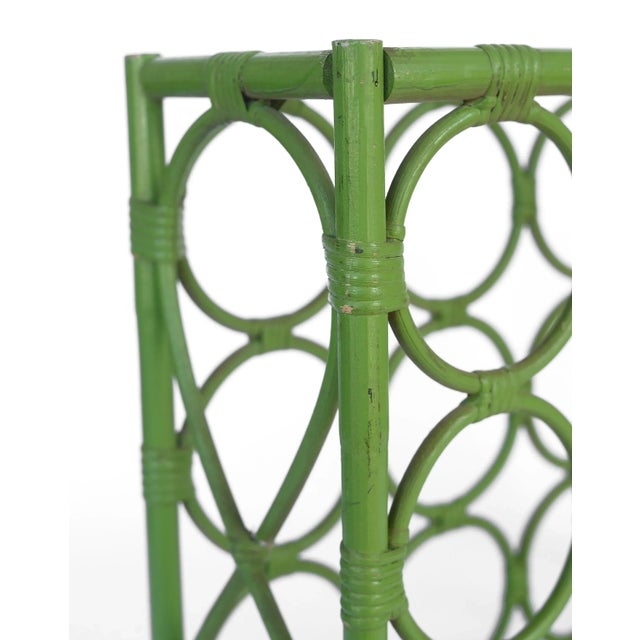 Vintage 1970s Boho Green Rattan 12-Bottle Wine Rack For Sale - Image 10 of 13