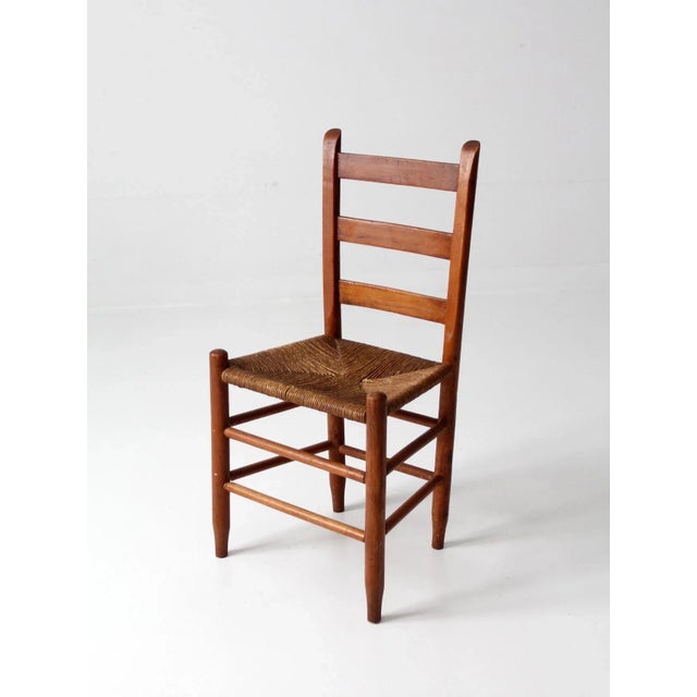 Farmhouse Antique Rush Seat Chair For Sale - Image 3 of 12