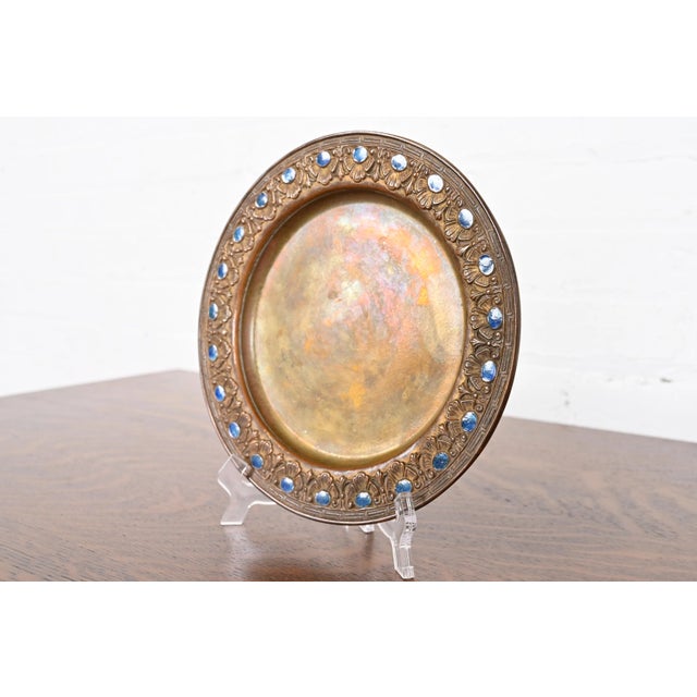 Art Deco Louis Comfort Tiffany Furnaces Bronze Doré and Enamel Plate For Sale - Image 3 of 10