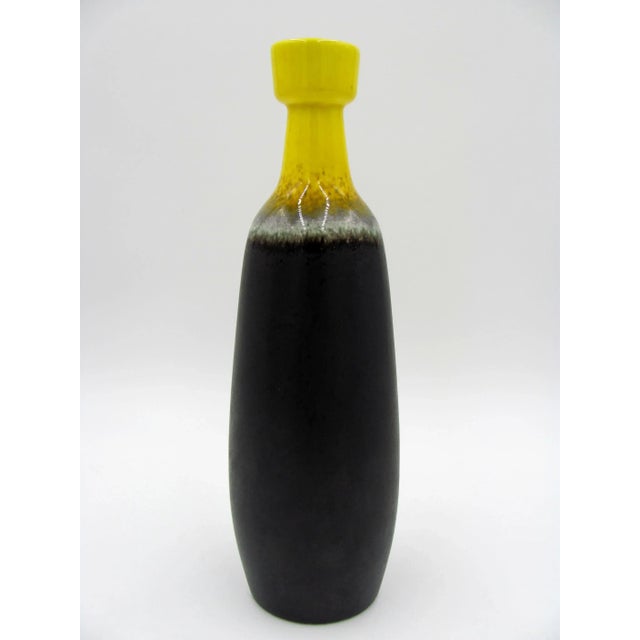 Mid-Century Modern Mid Century Jaru of California Yellow & Brown Lava Drip Glaze Vase For Sale - Image 3 of 12