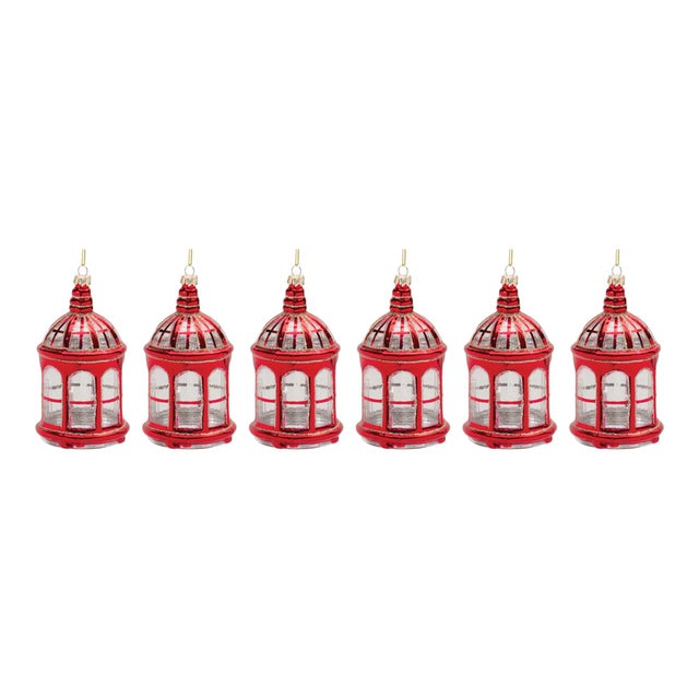2020s Glittered Glass Lantern Ornament (Set of 6) For Sale - Image 5 of 5