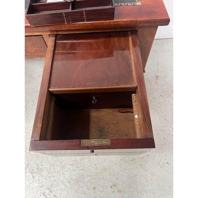 Louis XVI Style Flat Desk in Mahogany and Veneer, 19th Century For Sale - Image 5 of 15