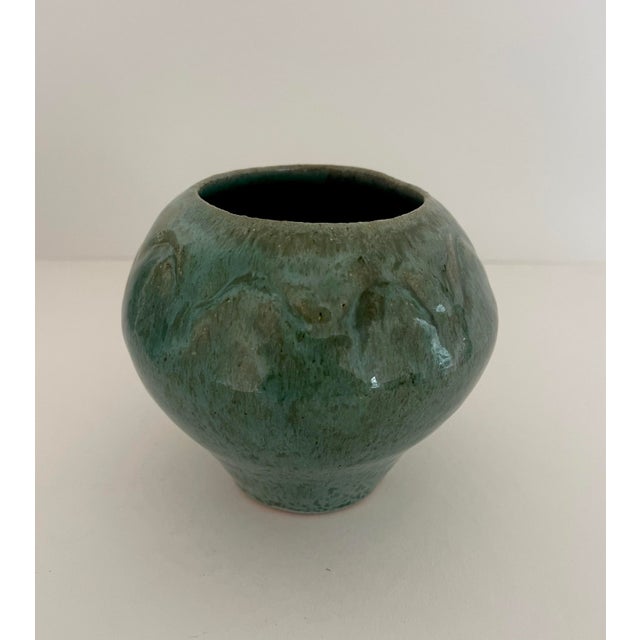 Traditional Green Glazed Ceramic Vase For Sale - Image 3 of 4