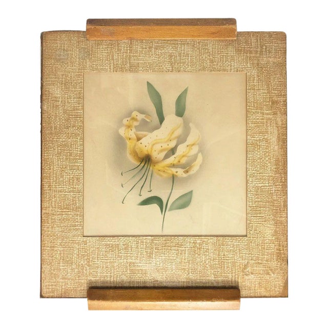 1940s Pos War Hawaiian Airbrush Casablanca Lily on Paper Framed For Sale