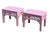 Pink painted vintage pair of benches featuring an Intricate fretwork apron. Super sturdy/heavy set. *Gordon’s manufacturer...