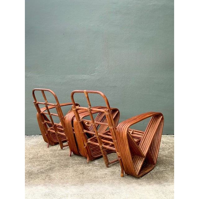 Vintage Paul Frankl Six Strand Rattan Lounge Chairs - A Pair For Sale - Image 10 of 11