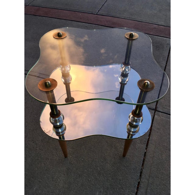 Silver Gilbert Rohde Style Brass & Mirrored Glass Cloud Tables - 2 Pieces For Sale - Image 8 of 13