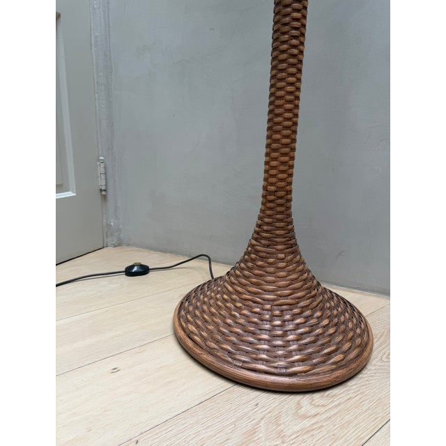 1960s Wicker Floor Lamp French Mid Century Modern For Sale - Image 5 of 5
