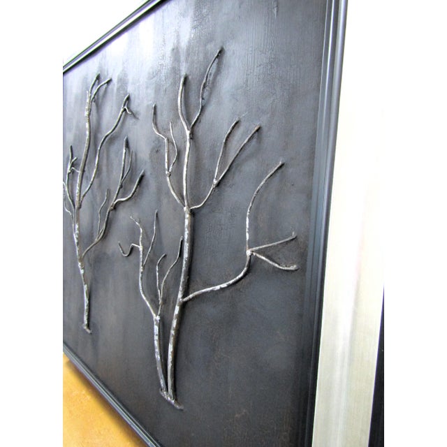 Wood Large Vintage John-Richard Brutalist Metal Tree Sculpture Framed Wall Art For Sale - Image 7 of 11