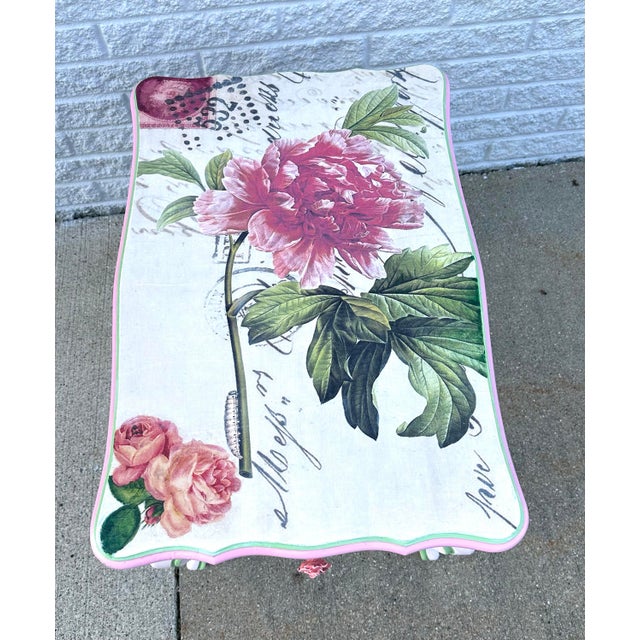 Hand Painted DeCoupage French Style Table For Sale - Image 11 of 12