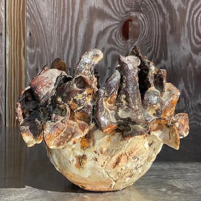 Vintage Boho Slab Built Studio Pottery Vase For Sale In West Palm - Image 6 of 6