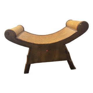 Vintage Bamboo/Rattan Lounge Chair With Pillows For Sale