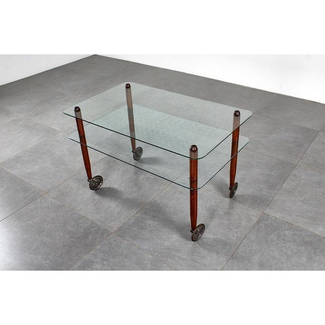 1940s Wood and Glass Coffee Serving Cart attributed to Gio Ponti for Vitrex, Italy, 1940s For Sale - Image 5 of 17