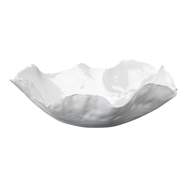 Peony Bowl, Large in White For Sale