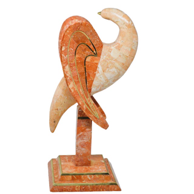Maitland - Smith 1980s Maitland-Smith Style Tessellated Stone Brass Perched Bird For Sale - Image 4 of 10