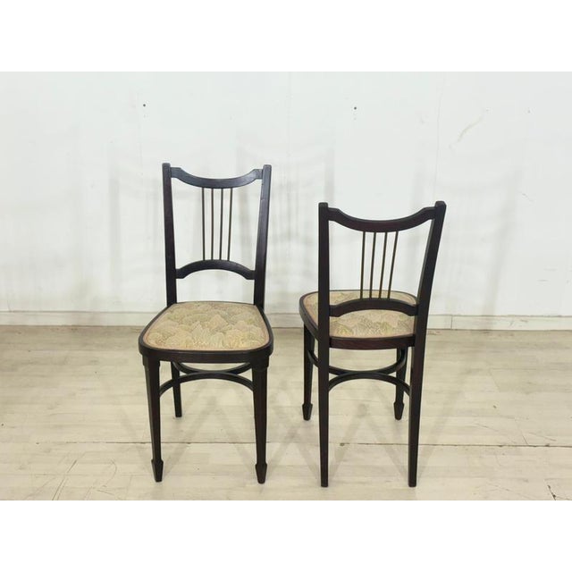 Viennese Art Nouveau Dining Chairs with Brass Backrests from Thonet, 1900s, Set of 4 For Sale - Image 11 of 17