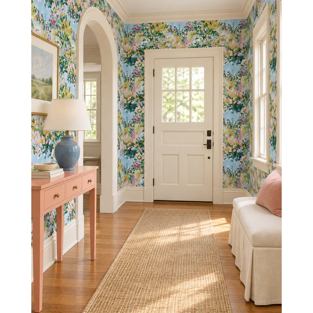 Wild Flower Hour Grasscloth Wallpaper by House Party | 6 Yards For Sale - Image 4 of 10