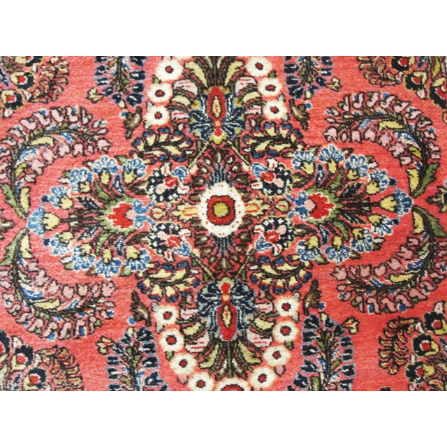 Rose Antique Persian Mohajeran Sarouk Rug-2'6" 4'10" For Sale - Image 8 of 9