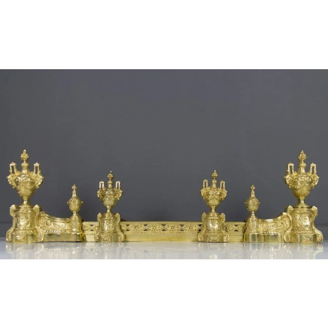 Louis XVI Style Bronze Fireplace Set from Charles Casier, Set of 5 For Sale - Image 11 of 18