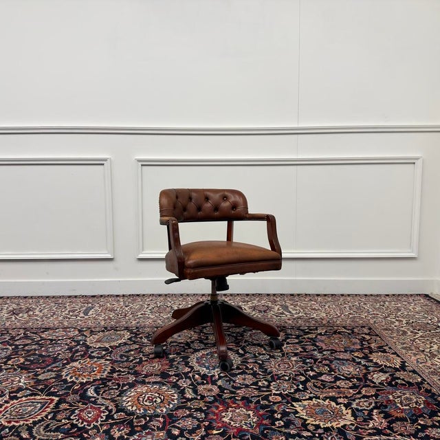 English Brown Chesterfield Wade Office Chair For Sale - Image 9 of 9