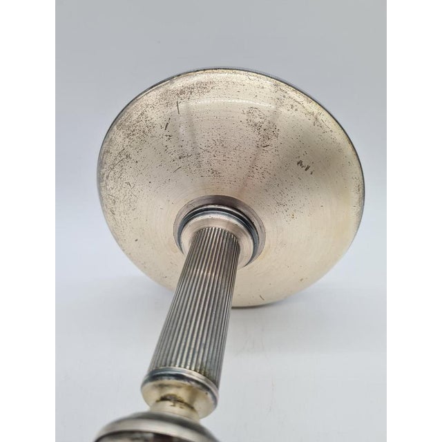 Modern Art Deco Modernist Freestanding Ashtray in Nickel-Plated Metal, 1950 For Sale - Image 3 of 11