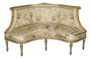 French Louis XVI Giltwood Corner Settee Loveseat C. 1890s Era