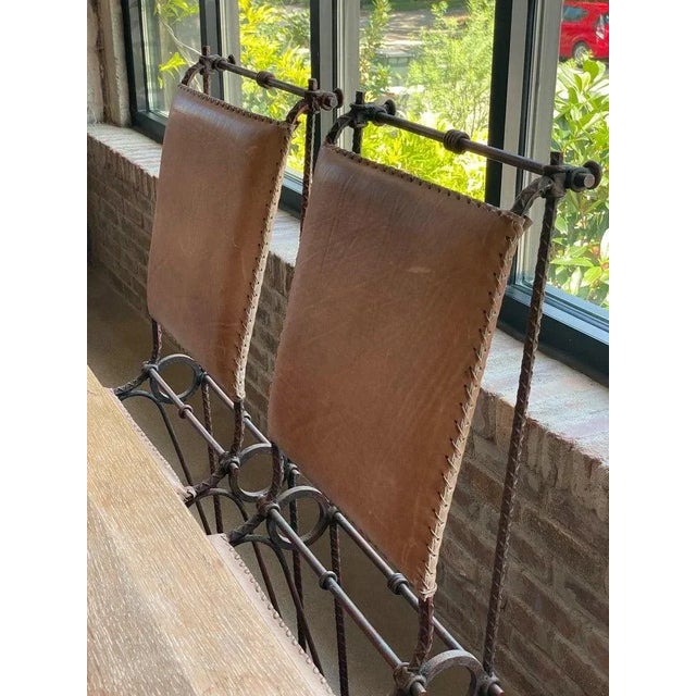 Ilana Goor Ilana Goor Iron and Leather Chairs, Set of Four, Israel, 1980's For Sale - Image 4 of 12