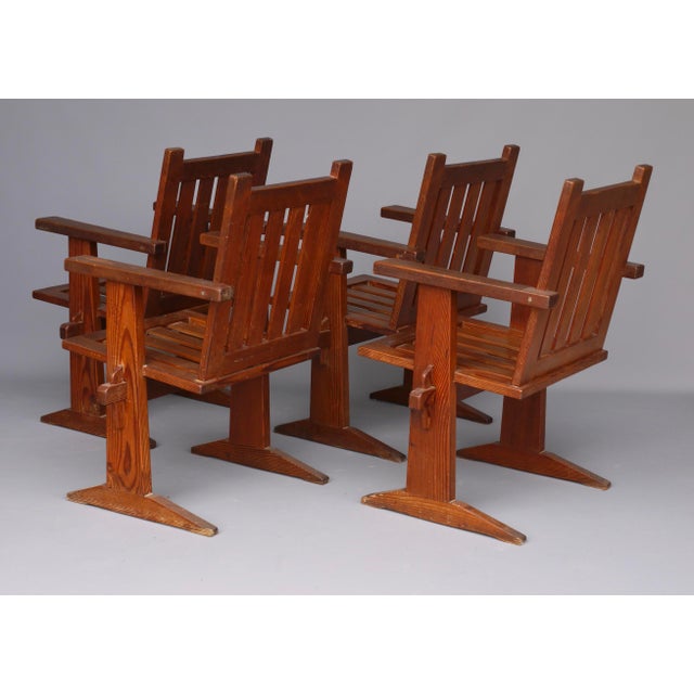 Oregon Pine Armchairs, 1930s, Set of 4 For Sale - Image 16 of 18
