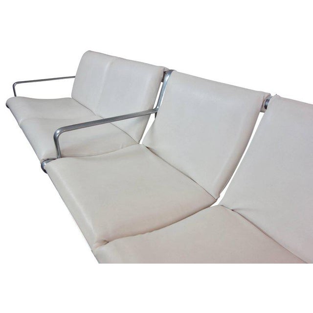 Hannah & Morrison Four-Seat White Leather Airport Sling Sofa For Sale - Image 9 of 9