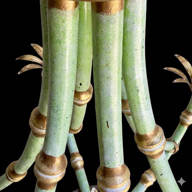 Vintage Palm Beach Regency “The Phillipe” Faux Bamboo Chandelier “- Newly Painted For Sale - Image 9 of 13
