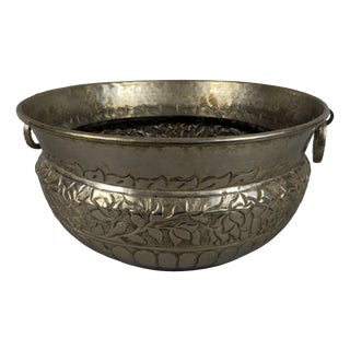 Large Vintage Silver-Plated Brass Cachepot, 1960s For Sale