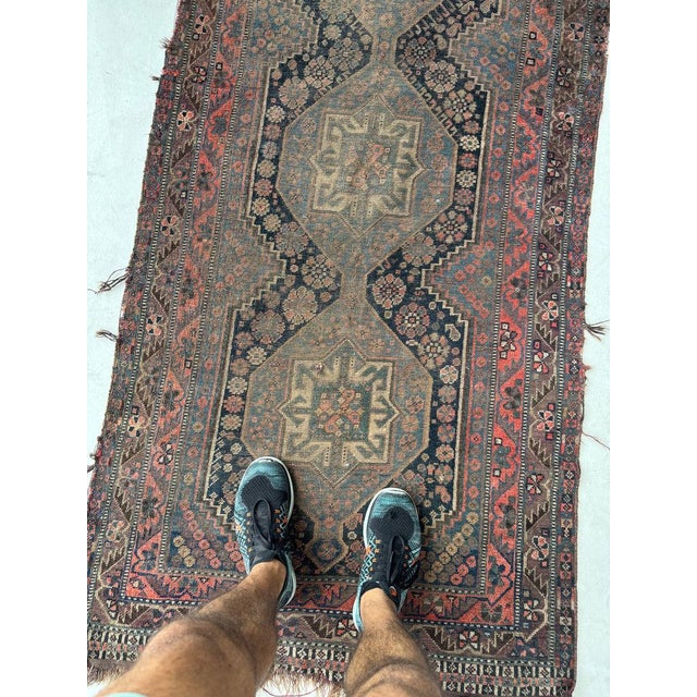 1920s Antique Southwest Tribal Runner Deep Blackish Indigo Rug 3.4 x 9.6 For Sale - Image 5 of 12