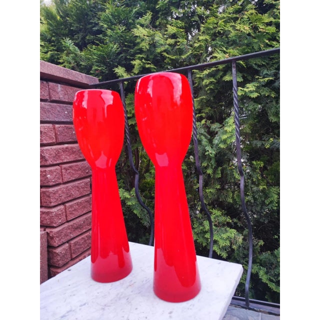 Glass Vintage Vase in Red Glass, 1970s For Sale - Image 7 of 8