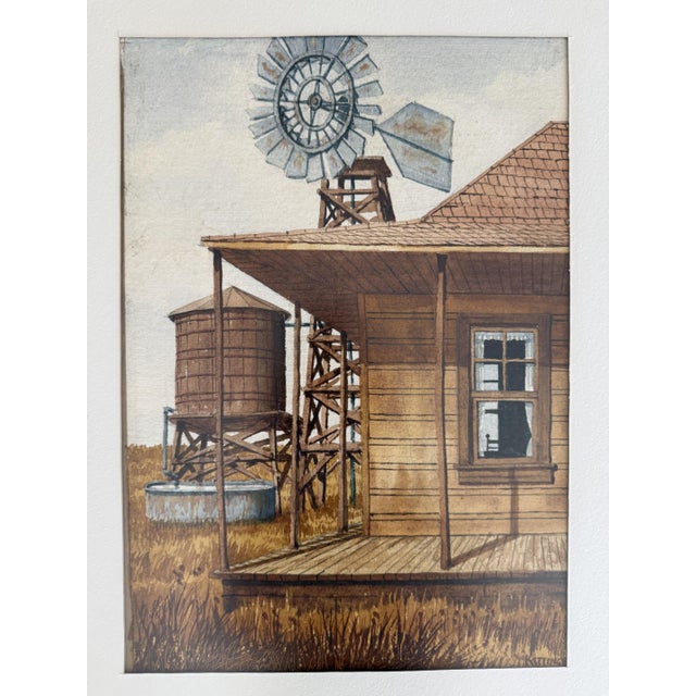 Capture the nostalgic charm of the American landscape with this exceptional original watercolor painting by American...