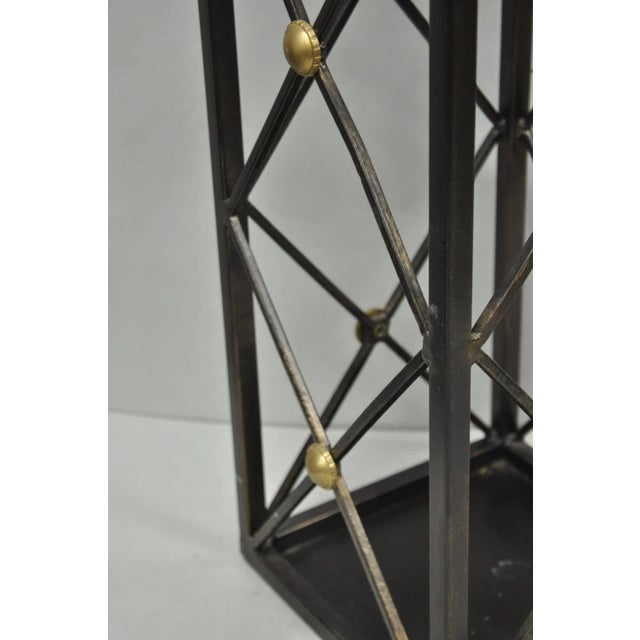 Brown Contemporary Italian Neoclassical Style Iron X- Form Umbrella Cane Stand For Sale - Image 8 of 11