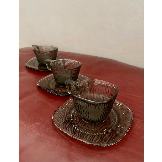 Glass Vintage Grey Textured Expresso Mugs Set- 6 Pieces For Sale - Image 7 of 8