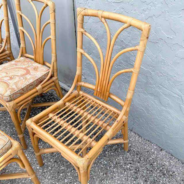 Vintage Boho Chic Rattan Dining Chairs - Set of 6 For Sale - Image 9 of 9