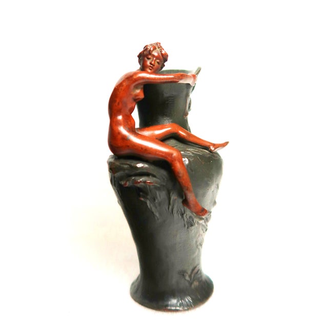 Early 20th Century Art Nouveau Exquisite Bronze Sculpture of Nude on Ewer For Sale - Image 18 of 18