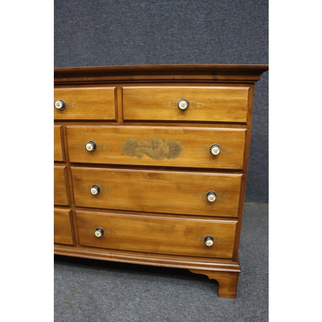 Hitchcock Furniture Maple Nine-Drawer Dresser With Floral Stenciling For Sale In Philadelphia - Image 6 of 12